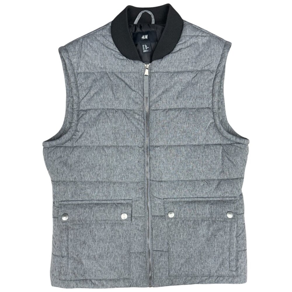 EUC Men's H&M Puffer‎ Zip Vest Quilted Gray | 38 R
